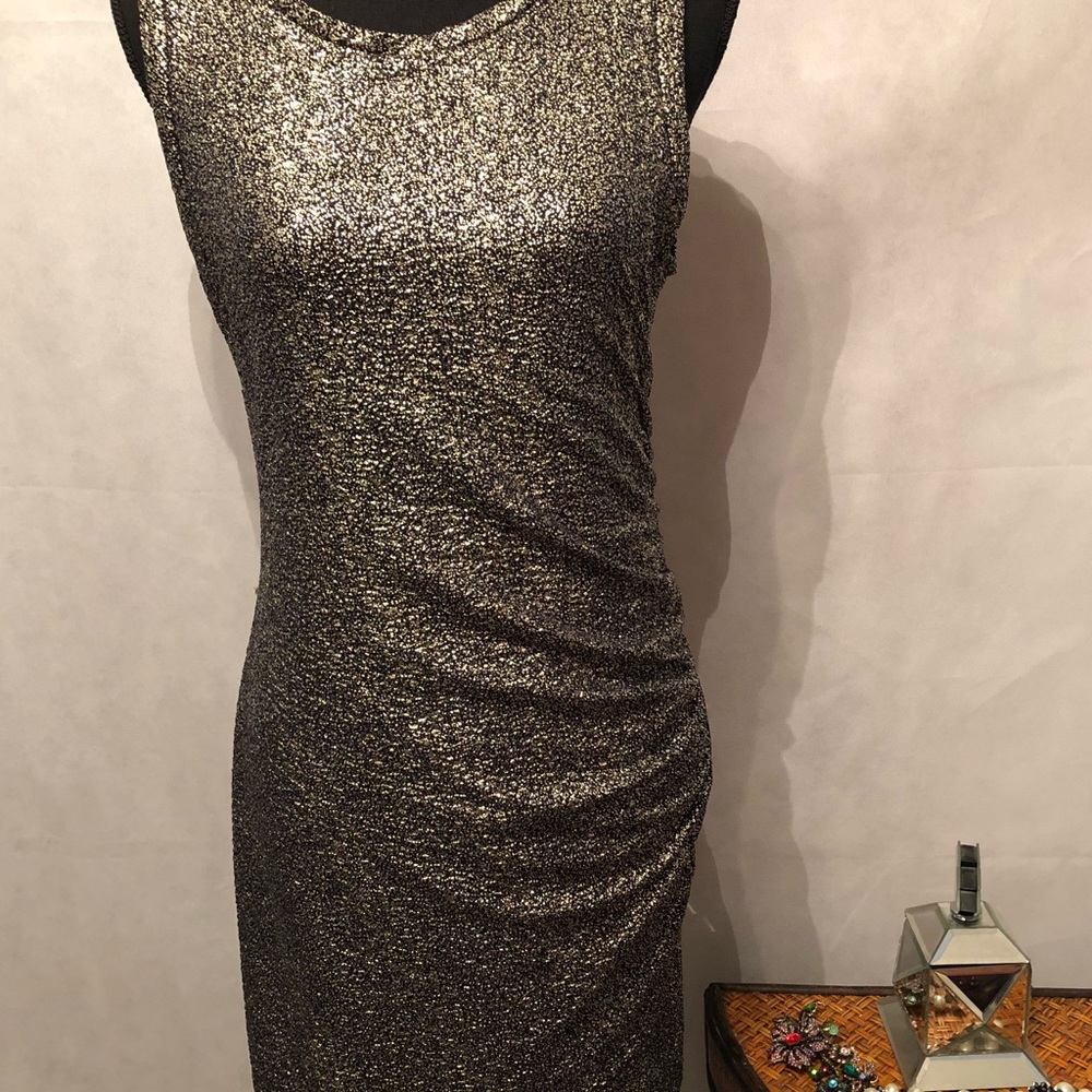 * Tahari Gold Metallic Sheath